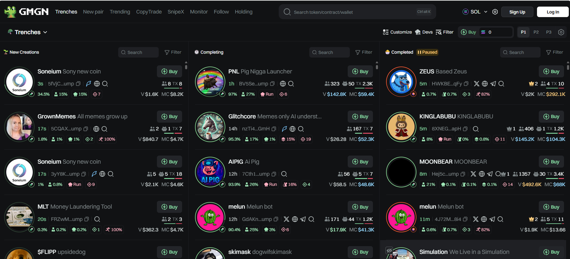GMGN dashboard
